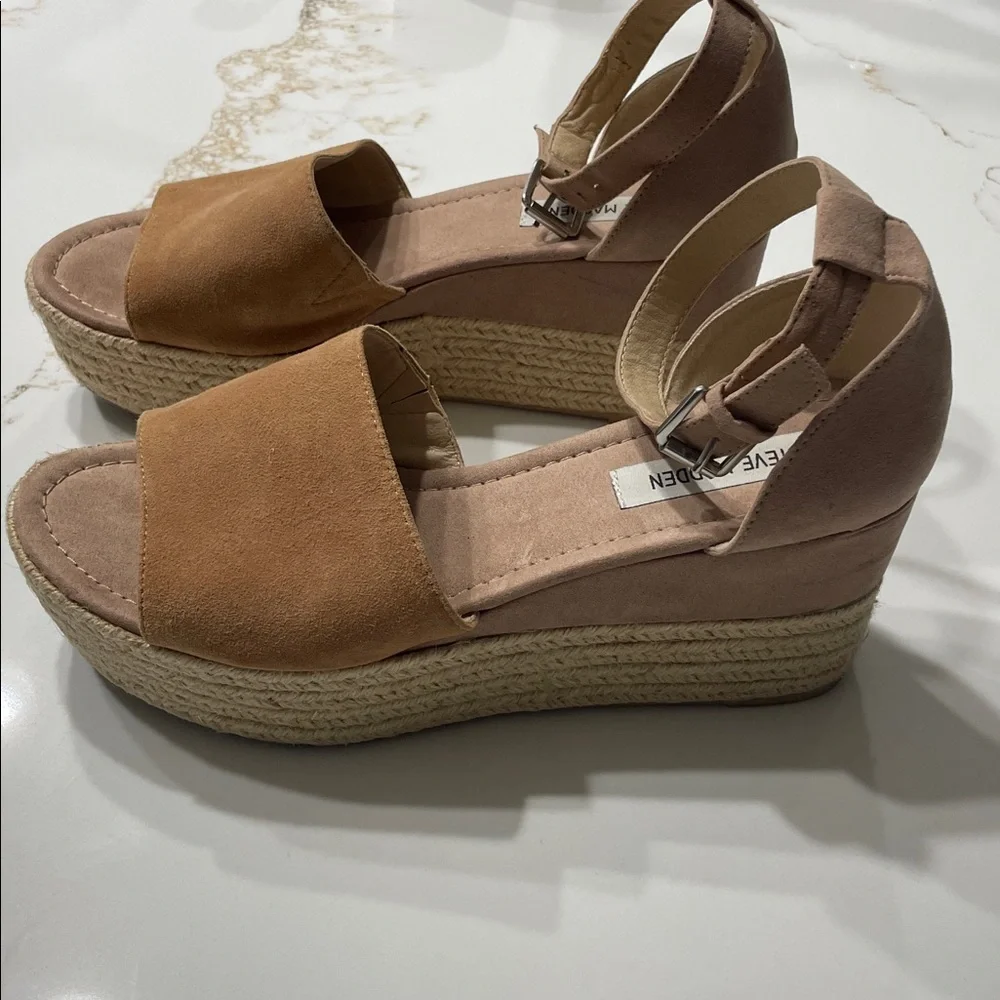 Steve Madden Apollo Tan Suede Espadrille Wedges | 10